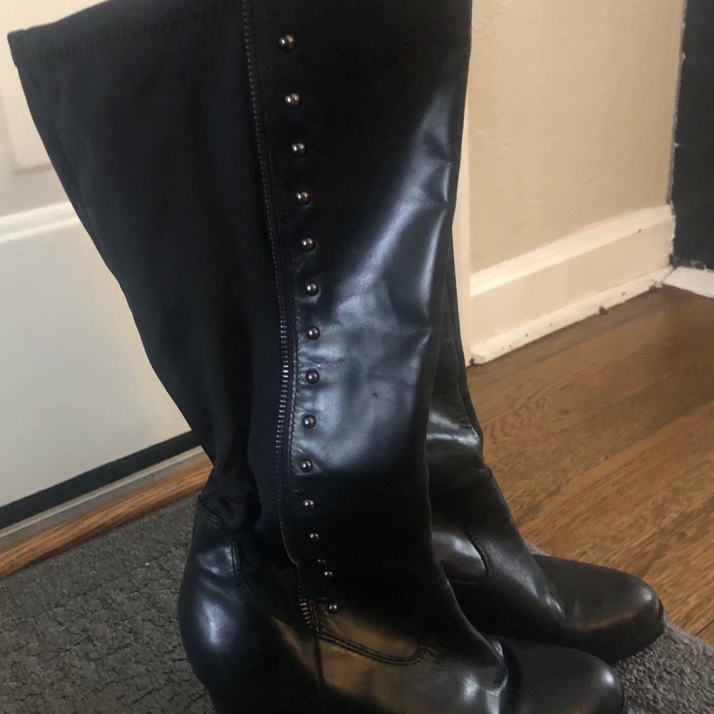 Black below knee boot